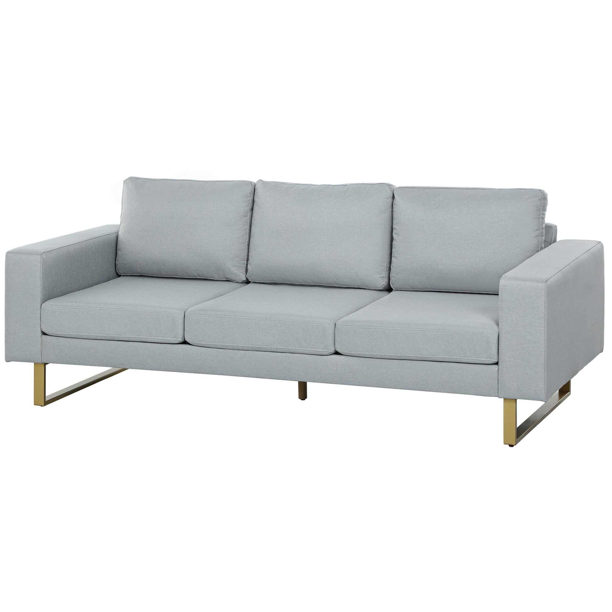 3-Sitzer-Sofa, Couch mit Vollholzrahmen, Metallbeine, schlichtes Design, Hellgrau/Dunkelgrau