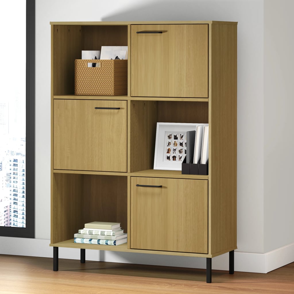 Bücherregal Oslo Metallbeine 90X35X128,5 Cm Massivholz