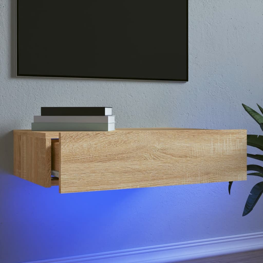 Tv-Schrank Mit Led-Leuchten Artisan-Eiche 60X35X15,5 Cm