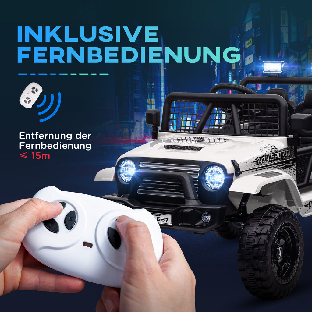Kinder-Elektroauto mit sanfter Federung, fernsteuerbar, LED-Lichter, Hupe, 12V, Kunststoff und Metall