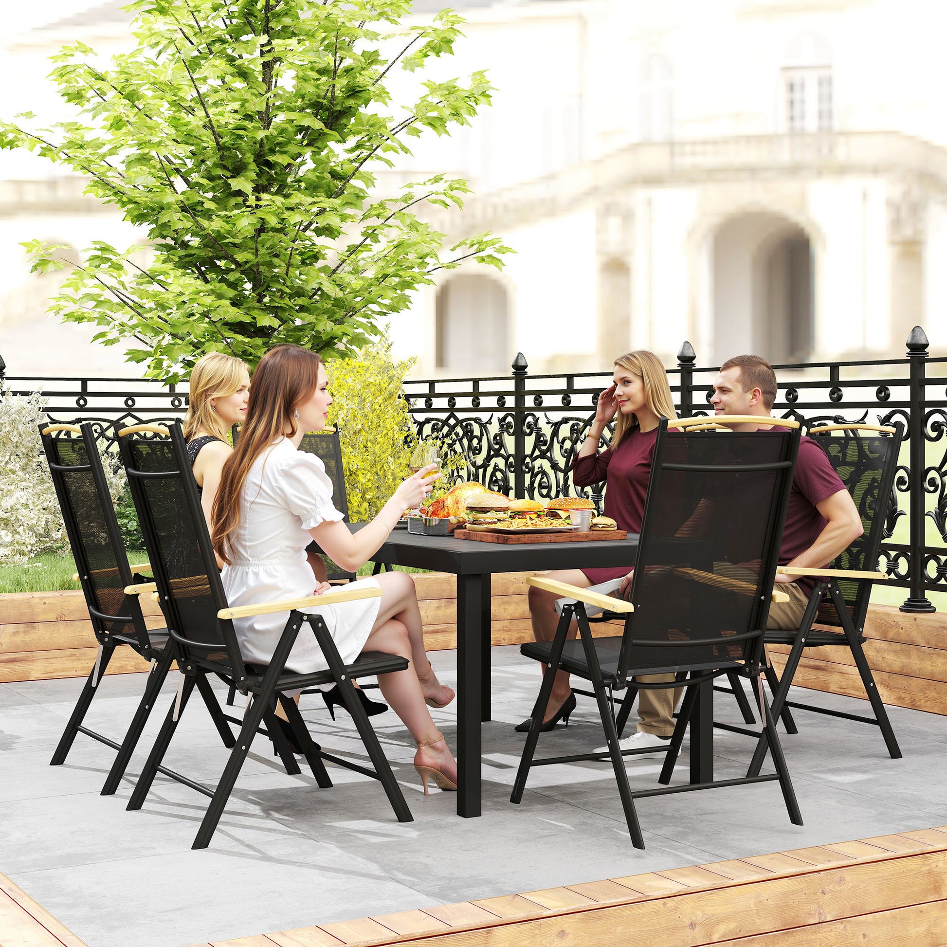 Sitzgruppe klappbar für 6 Personen 1 Tisch+6 Stühle Gartenmöbel Set Sitzgarnitur Aluminium