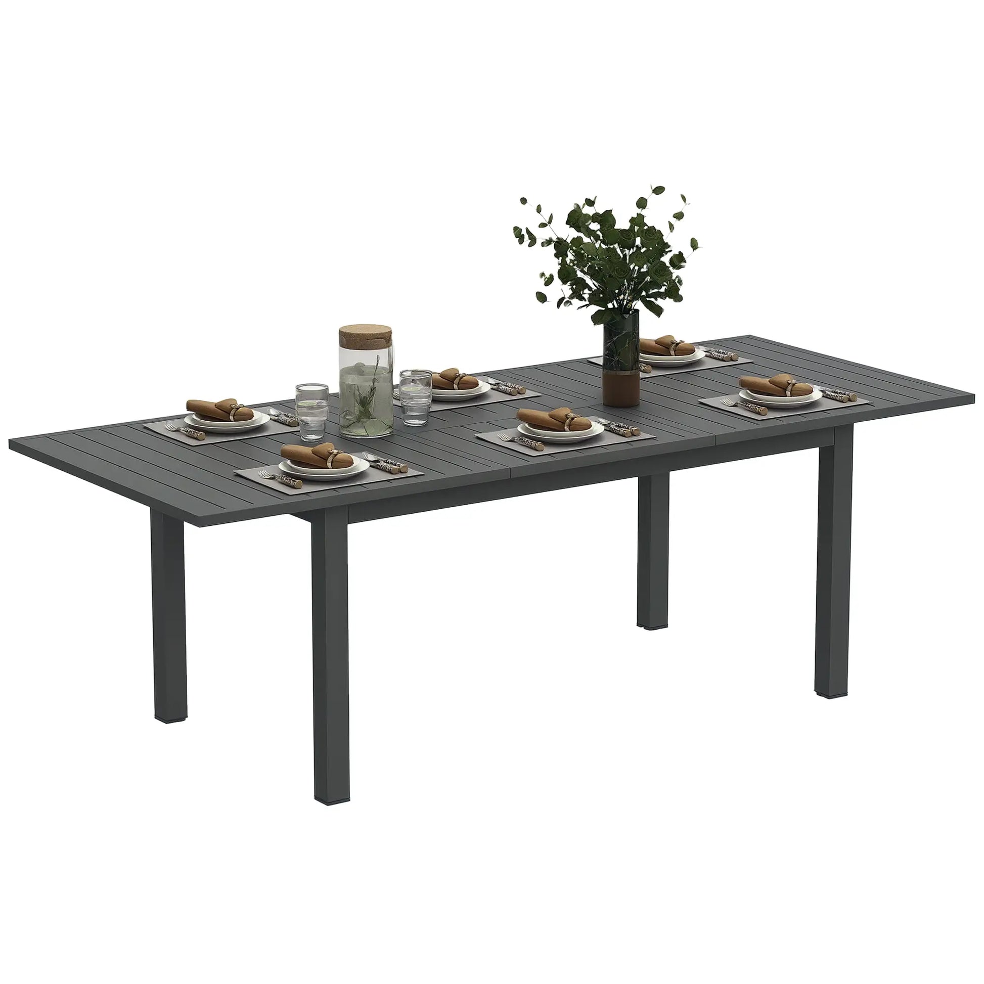 Gartentisch Erweitert Aluminium 160/220x90 cm Wetterfest, rutschfest Balkontisch Grau
