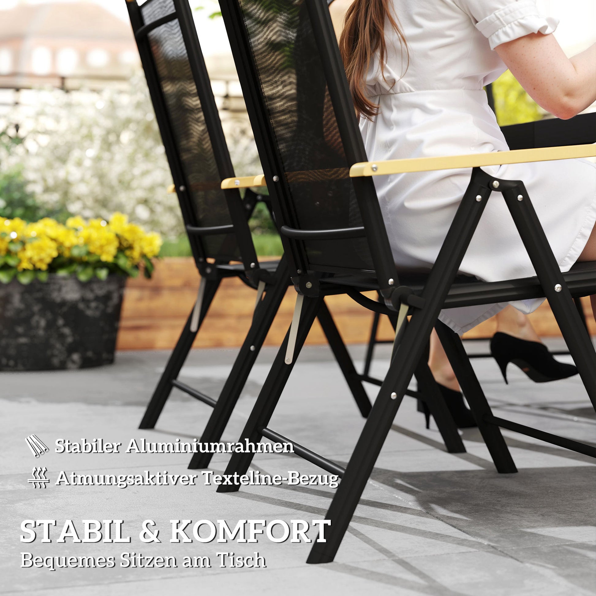 Sitzgruppe klappbar für 6 Personen 1 Tisch+6 Stühle Gartenmöbel Set Sitzgarnitur Aluminium