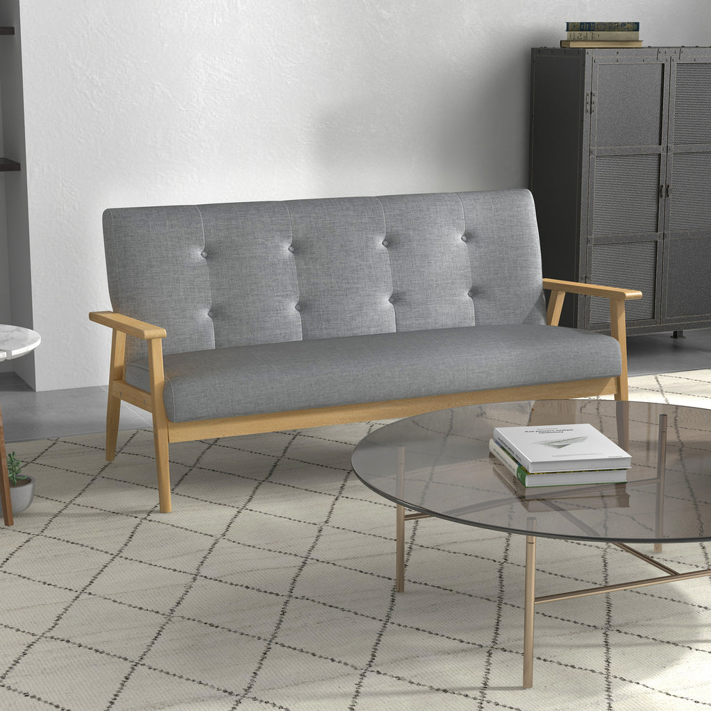Dreisitzer-Polstersofa, Kautschukholz, 154,5 x 69,5 x 73 cm, Grau