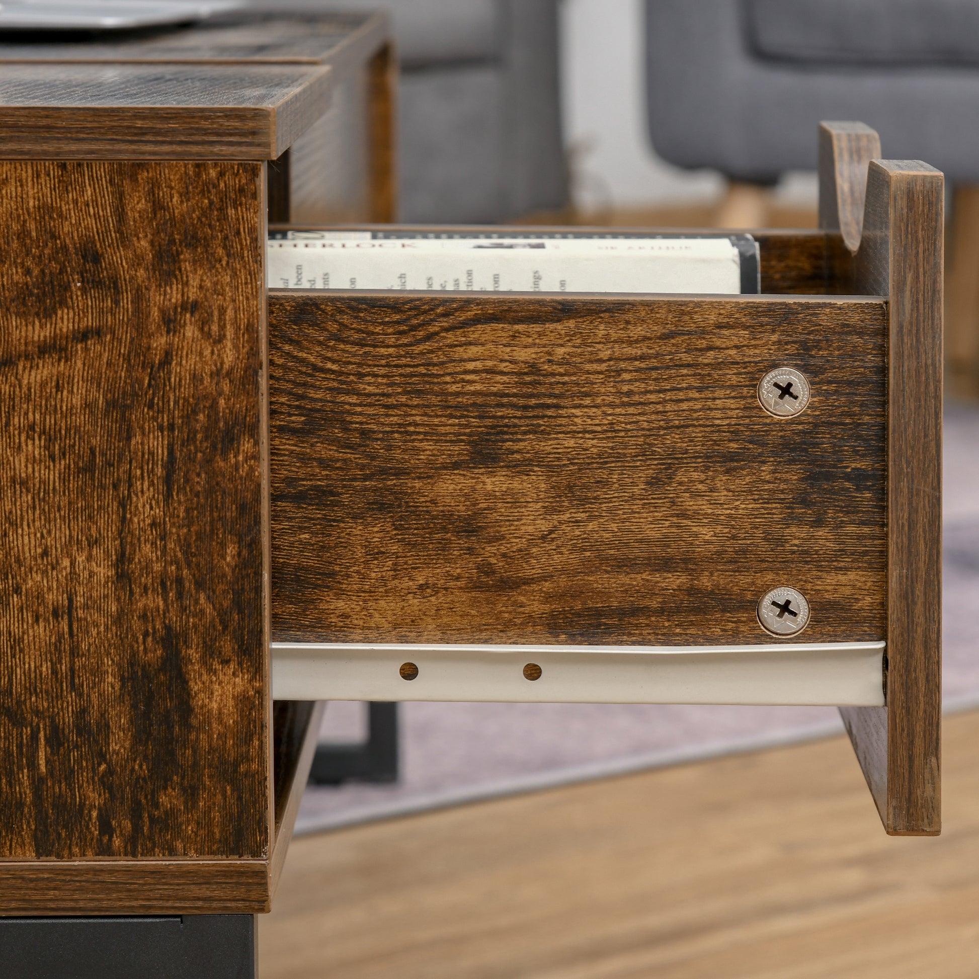 Couchtisch mit Höhenverstellbarer Platte Spanplatte Braun 100 x 60 x 44 cm