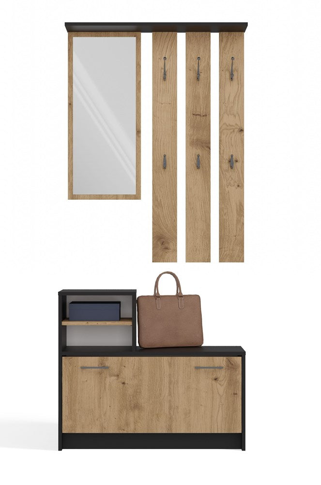 Garderobenset mit Spiegel – Wandgarderobe & Schuhschrank