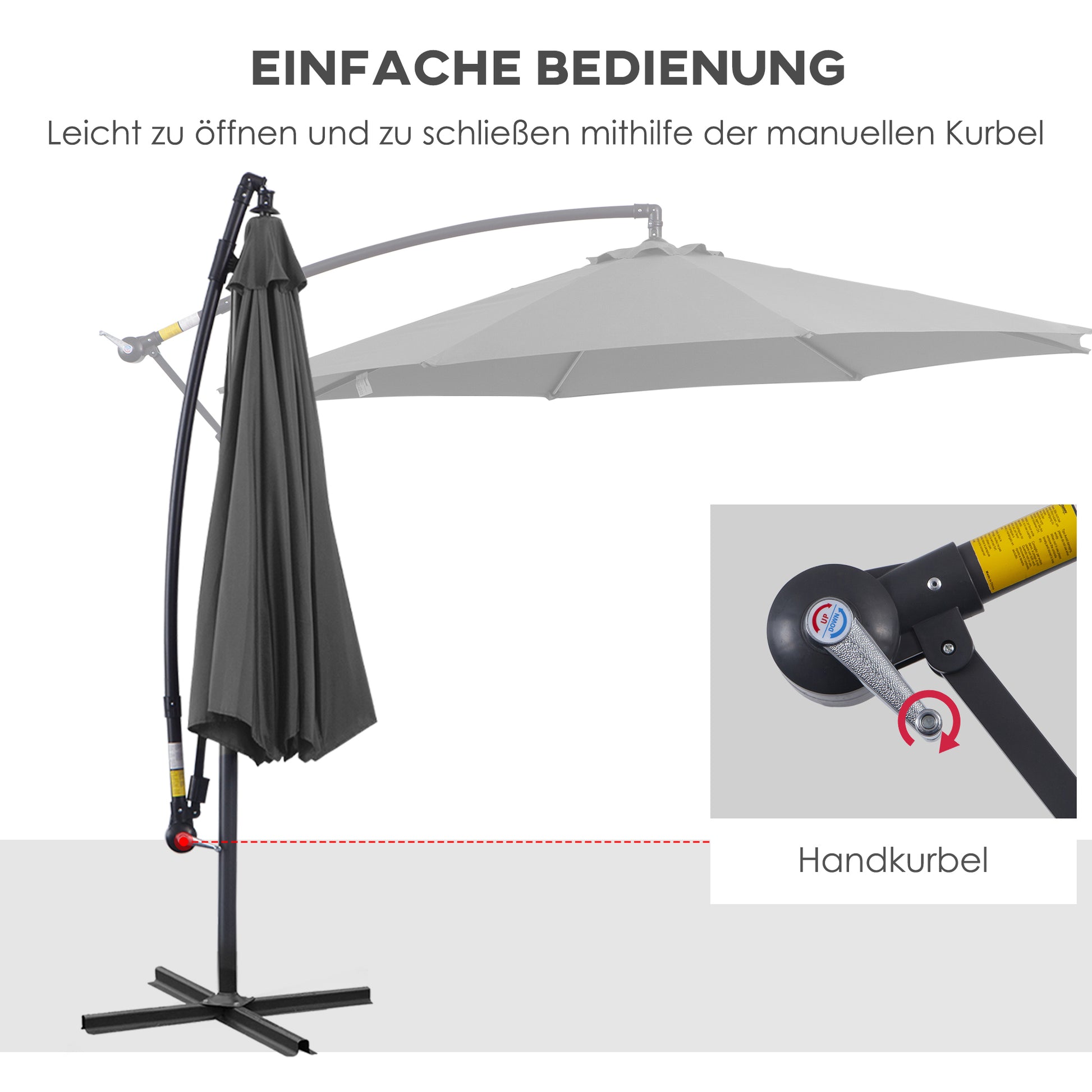 Sonnenschirm mit Kurbel Wetterbeständig 3 m x 3 m x 2,5 m Stahl Polyester - Konfigurierbare Farben!!!