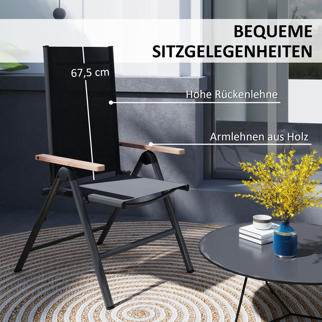 Gartenstuhl aus Stahl Klappstuhl mit Armlehnen klappbar Balkonstuhl 120kg Belastbar