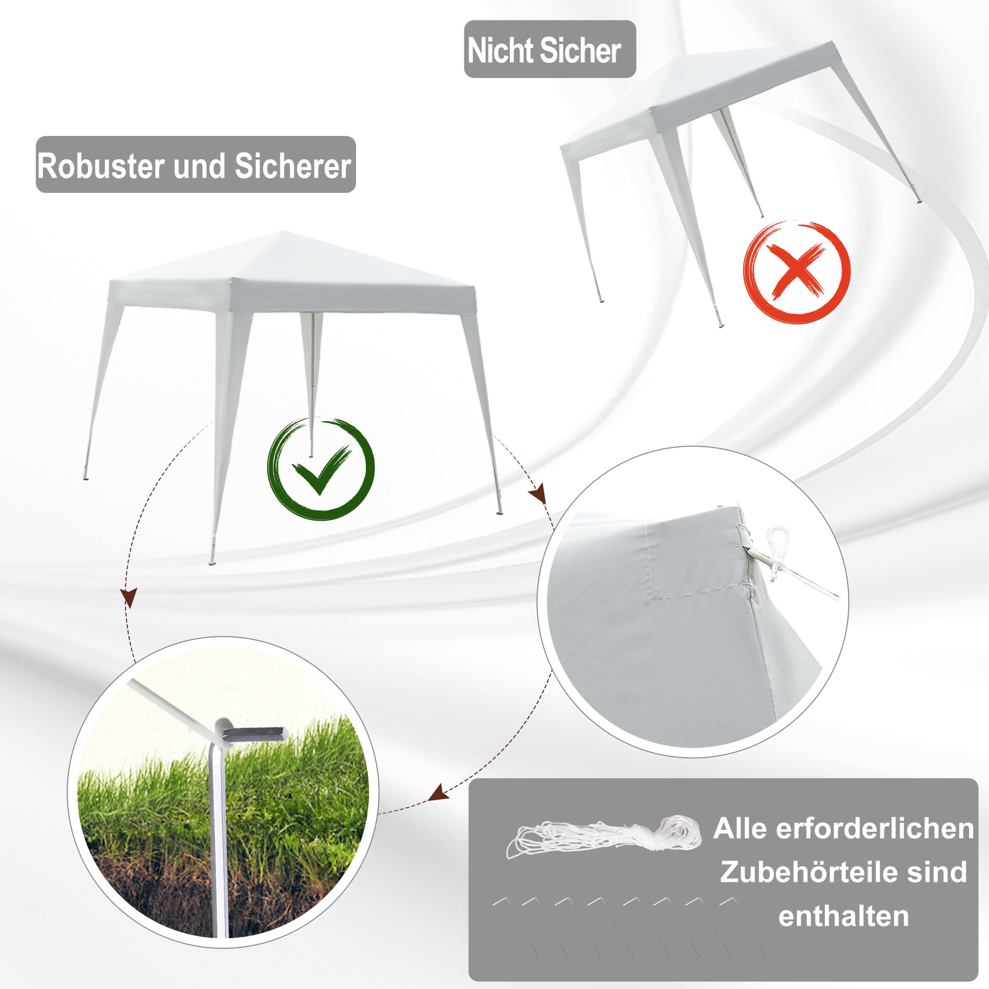 Faltpavillon 2,4x2,4m Pavillon Faltzelt mit UV-Schutz, Partyzelt inkl. Tragetasche für Garten