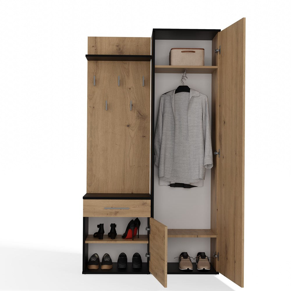 Garderobenset DUO mit Spiegel – Kleiderschrank, Schuhschrank & Garderobe