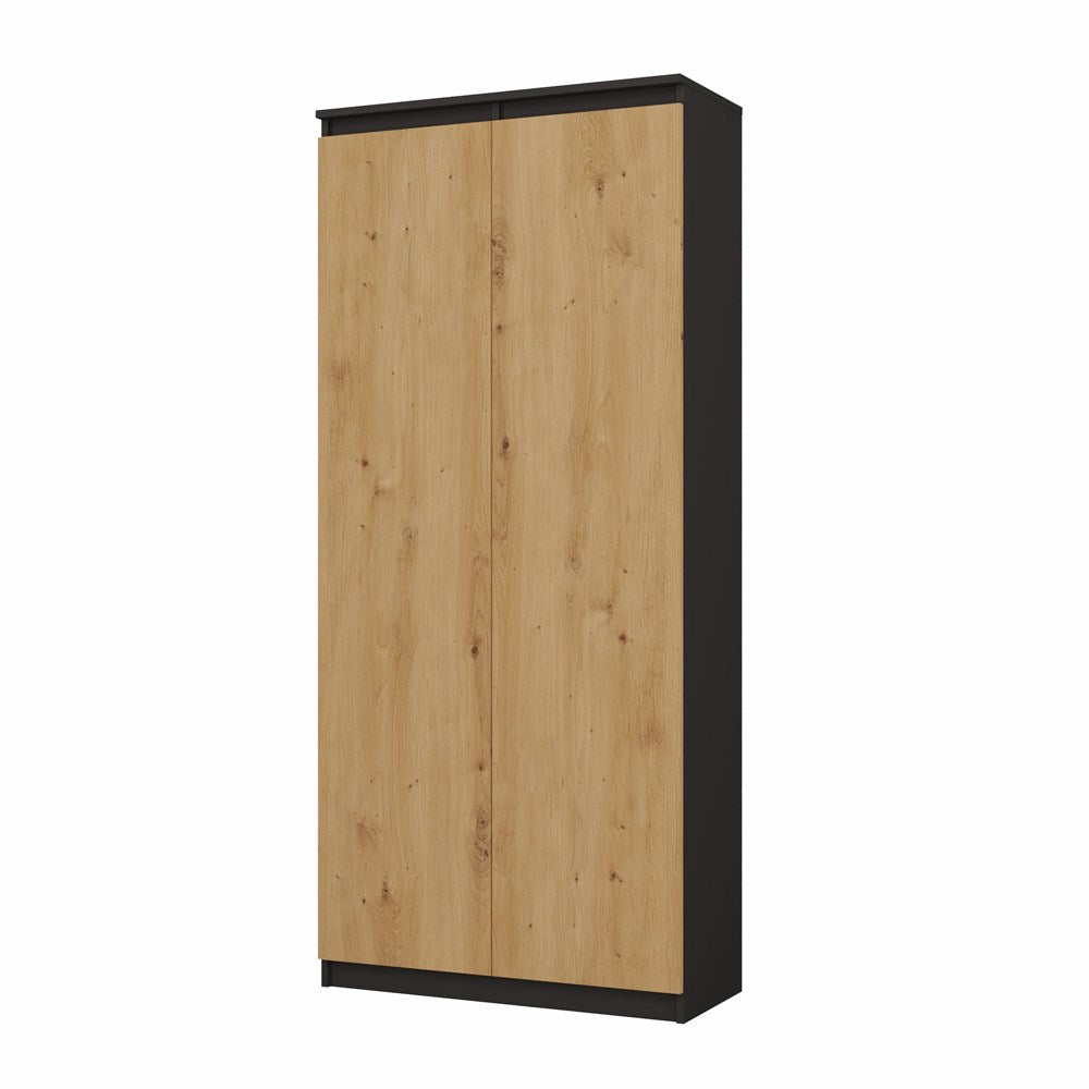 Regal HEMN RS-80 – 80 cm breit, 8 Fächer mit Türen, Anthrazit/Artisan Eiche