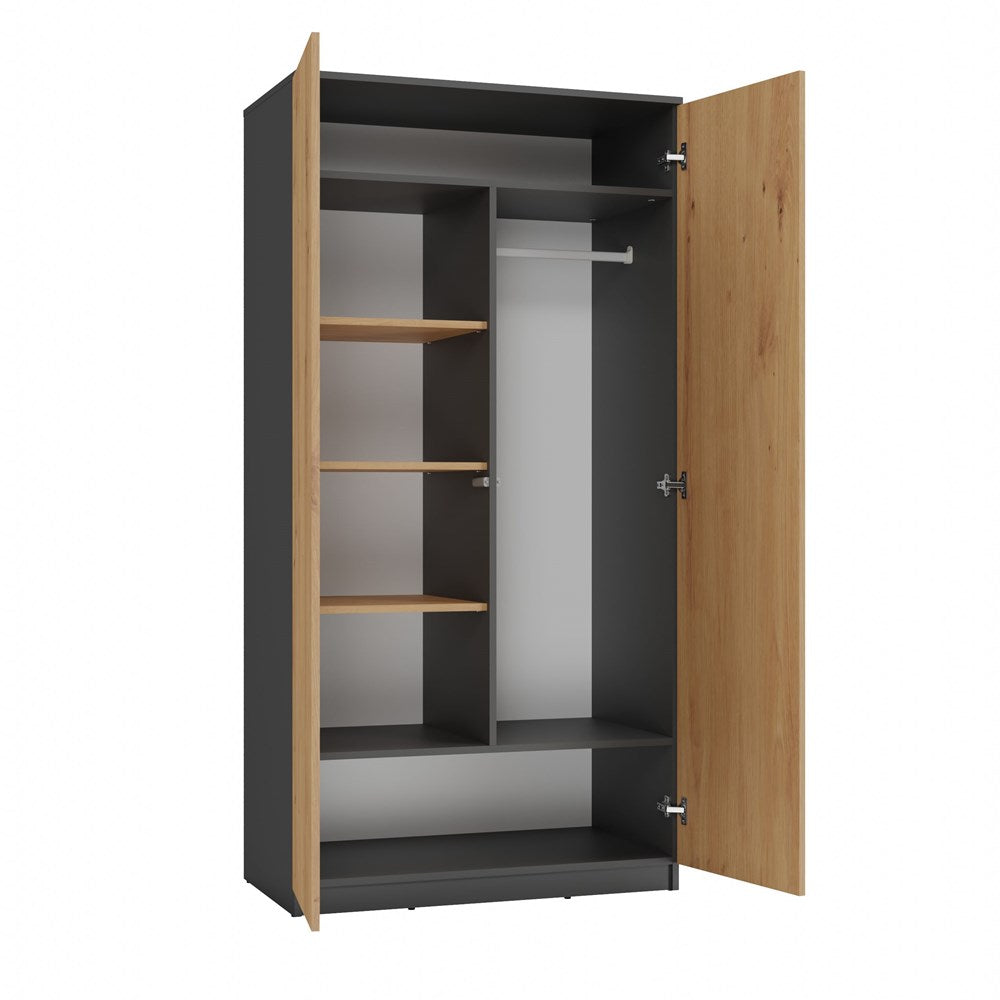 Kleiderschrank MALWA – 90 cm Breit, TIP-ON Türen