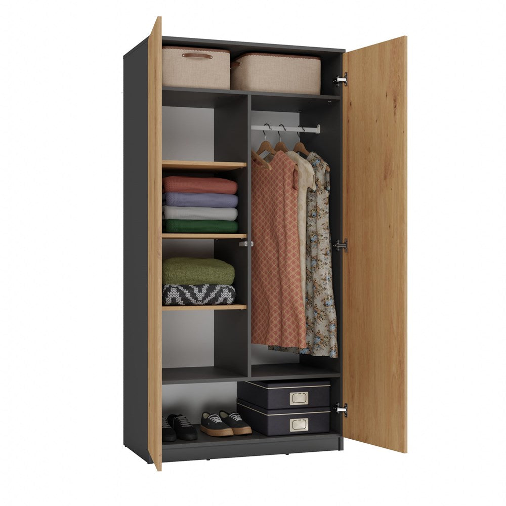 Kleiderschrank MALWA – 90 cm Breit, TIP-ON Türen