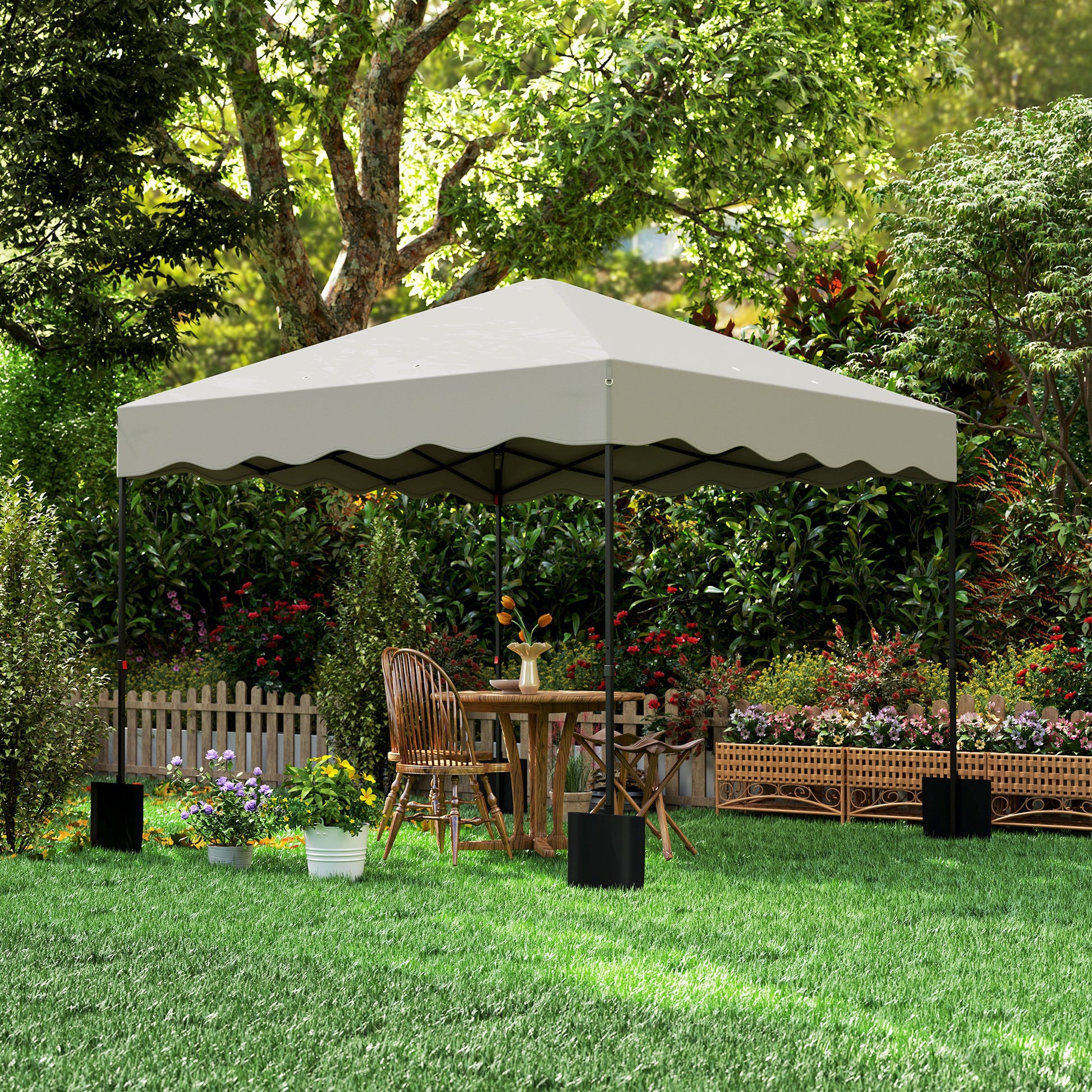 Pop-up-Pavillon 3 x 3m, Höhenverstellbares Gartenzelt, mit Rolltasche, Terrasse, Metall, Stoff