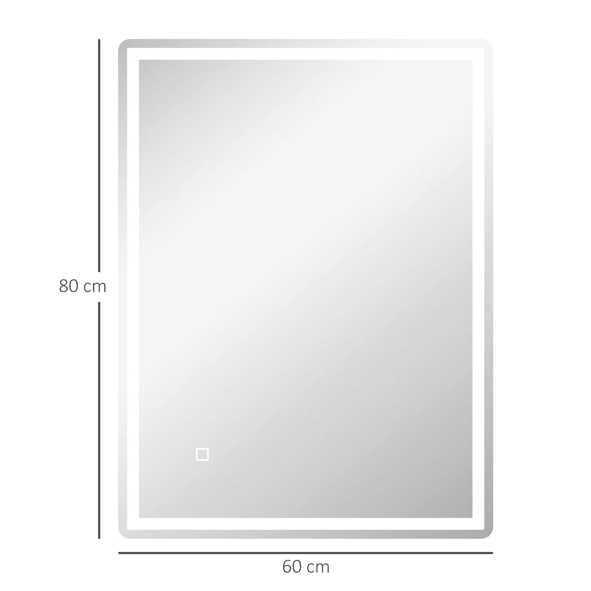 Badezimmerspiegel LED´s. Ber, gsschalter, Antibeschlagfunktion, 60 x 80 x 4 cm, Weiß