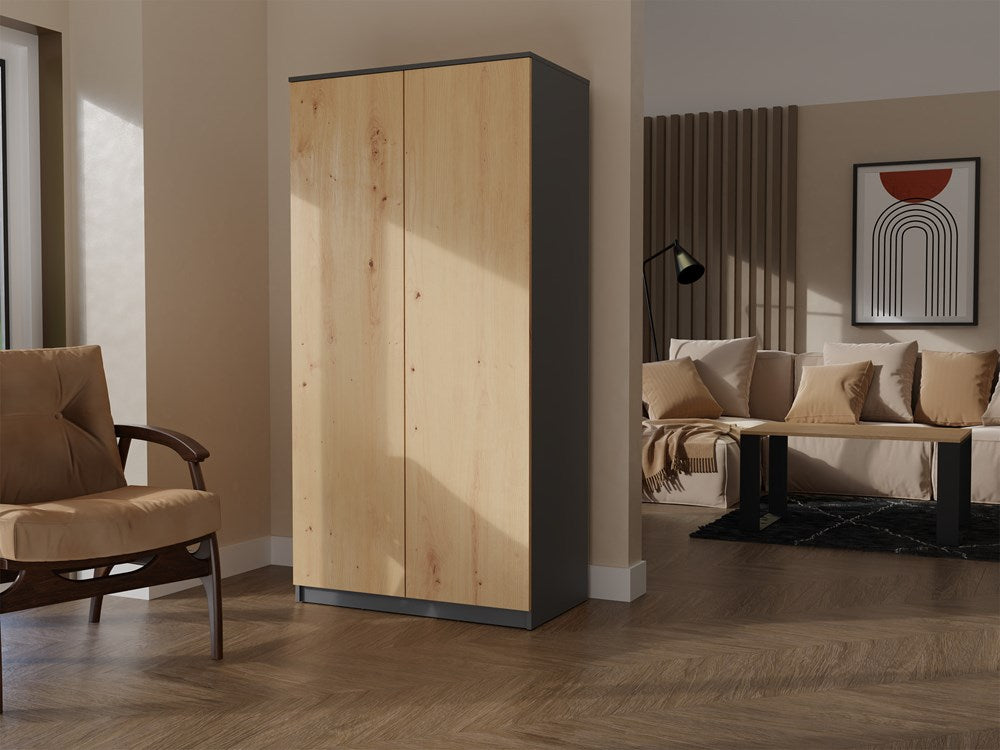 Kleiderschrank MALWA – 90 cm Breit, TIP-ON Türen