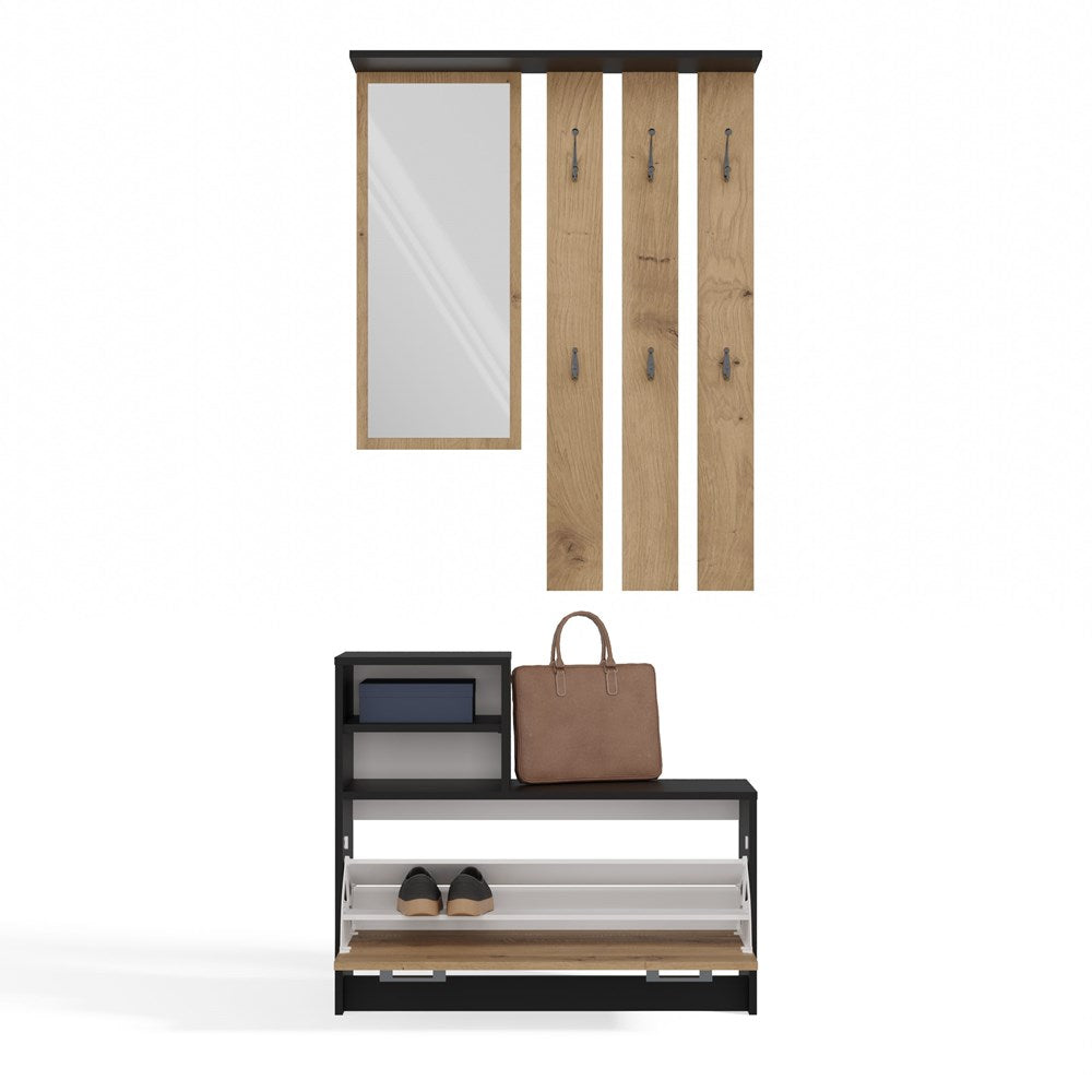 Garderobenset mit Spiegel – Wandgarderobe & Schuhschrank