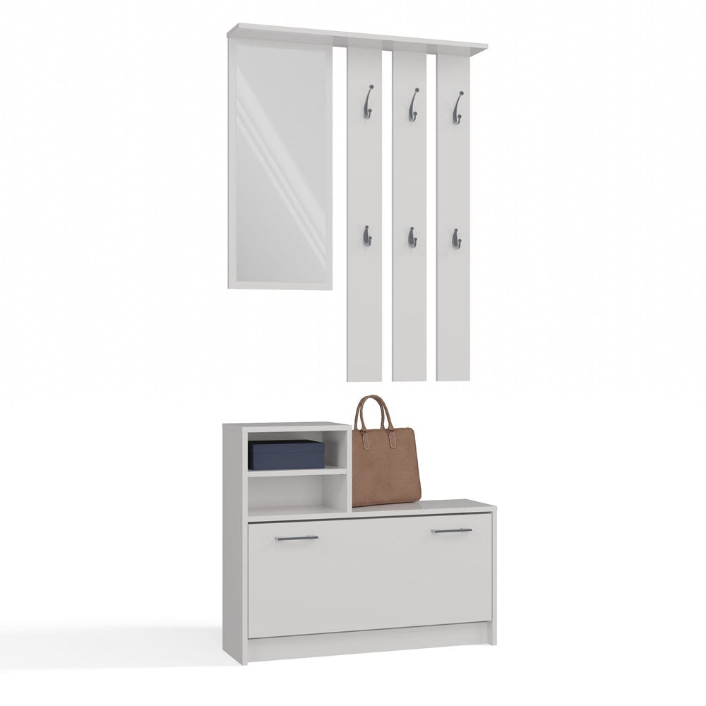 Garderobenset mit Spiegel – Wandgarderobe & Schuhschrank