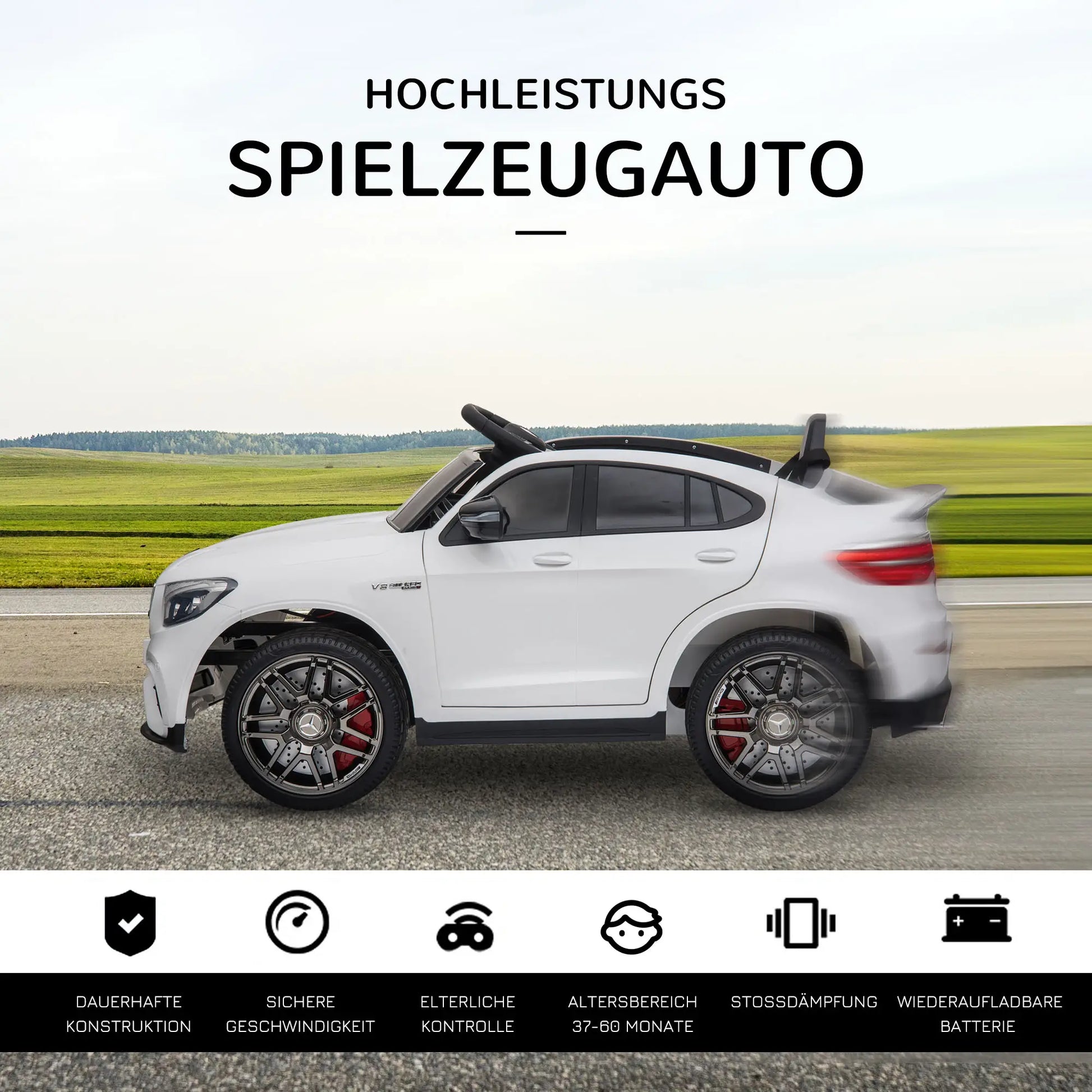 Kinderfahrzeug 12V Mercedes-Benz AMG GLC63S lizenzierter Elektroauto mit Fernbedienung Sicherheitsgurt 2 x 35W