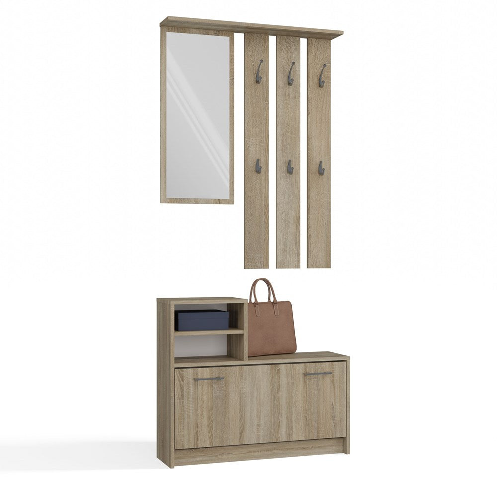 Garderobenset mit Spiegel – Wandgarderobe & Schuhschrank