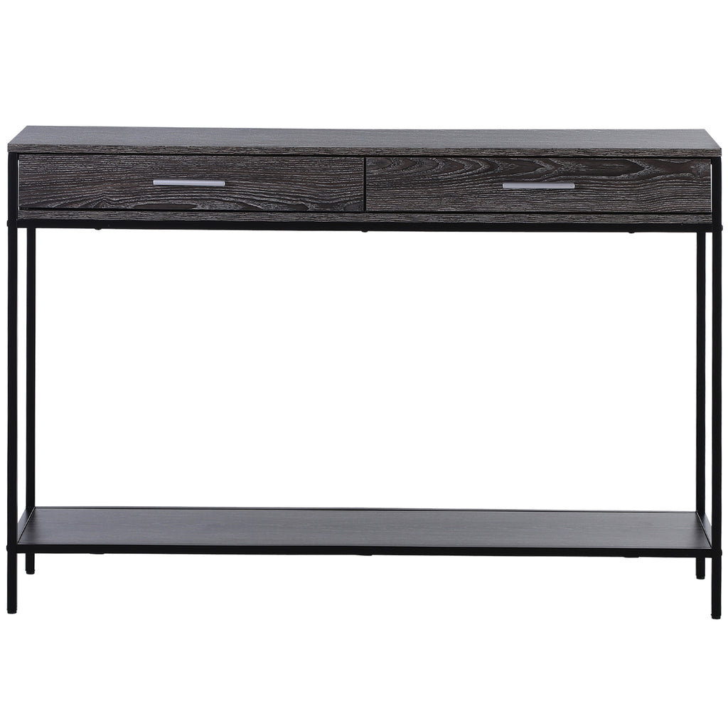 Konsolentisch Beistelltisch 2 Schubladen Unterregal Stahl Grau 120 x 30 x 81,5 cm