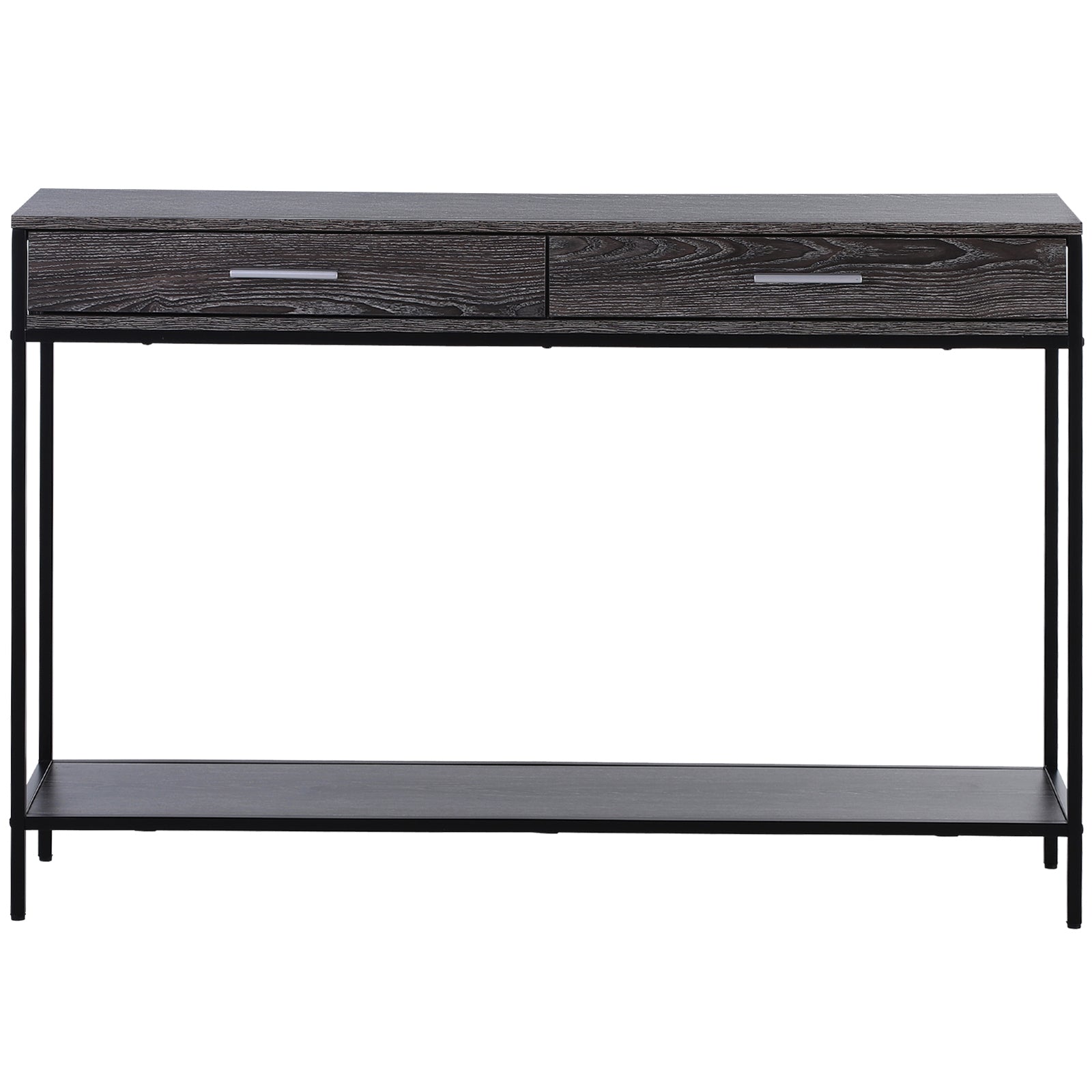 Konsolentisch Beistelltisch 2 Schubladen Unterregal Stahl Grau 120 x 30 x 81,5 cm