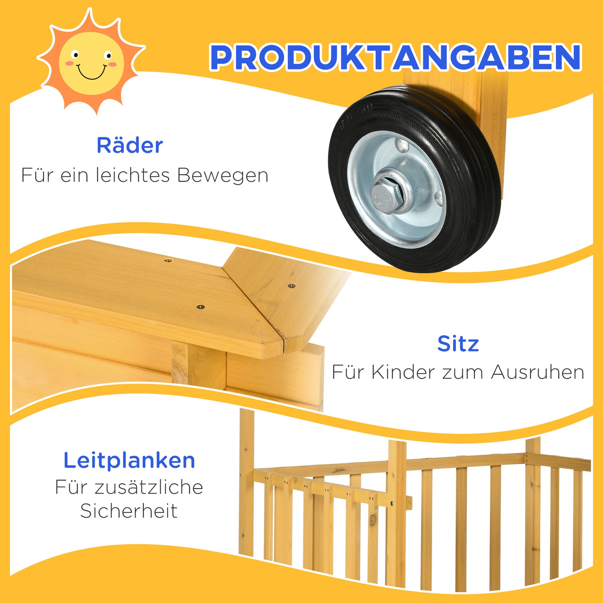 Sandkasten mit Spielhaus Sandkasten mit Dach, 133 x 129 x 137, 5 cm, Natur + Blau
