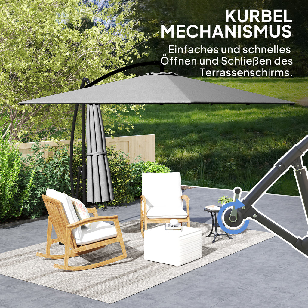 Ampelschirm Ø260 cm Sonnenschirm mit UV-Schutz 50 wasserabweisend Kurbelschirm mit Ständer