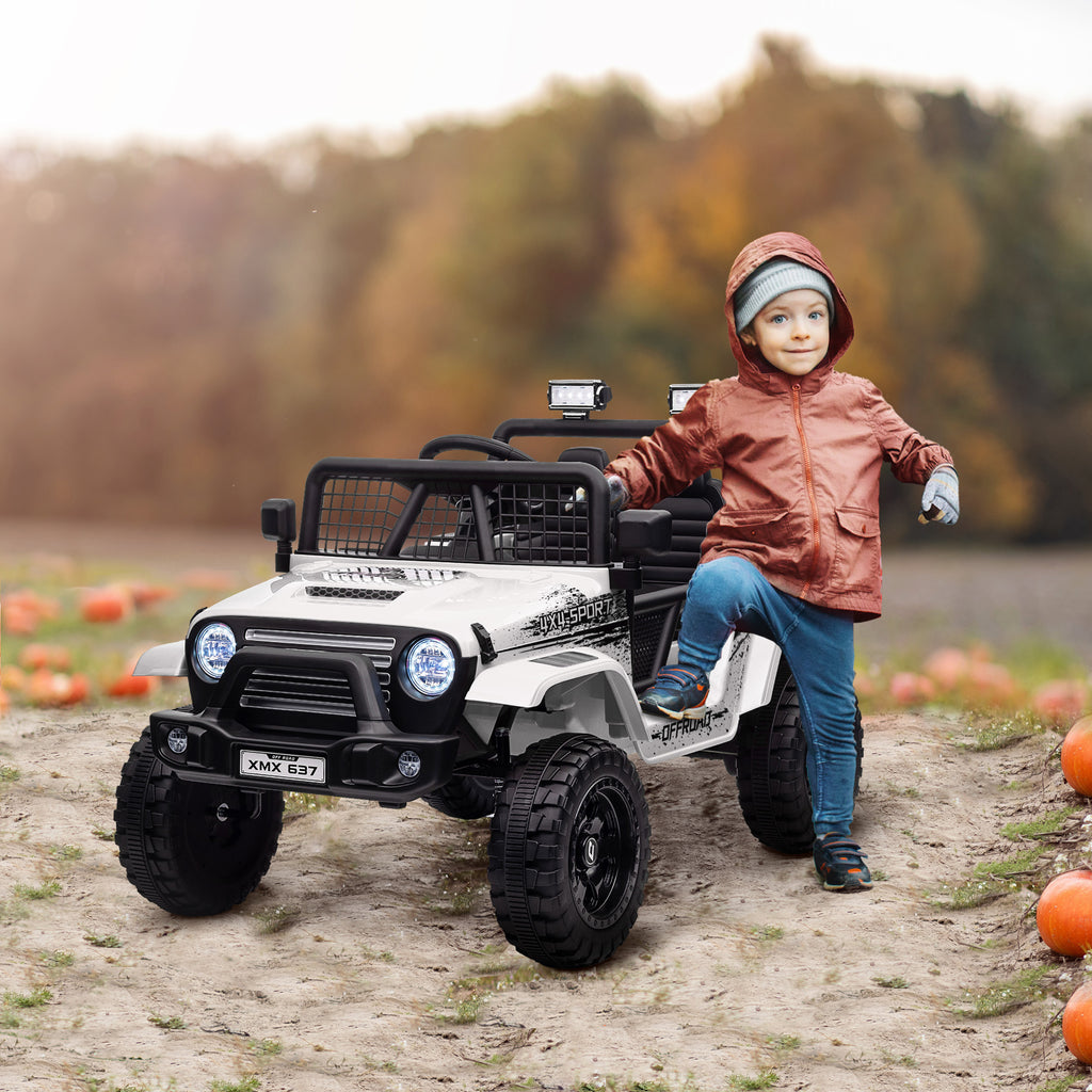 Kinder-Elektroauto mit sanfter Federung, fernsteuerbar, LED-Lichter, Hupe, 12V, Kunststoff und Metall