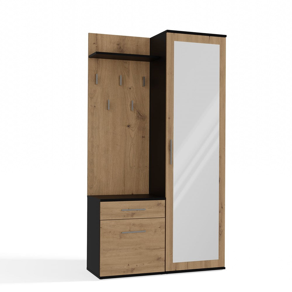 Garderobenset DUO mit Spiegel – Kleiderschrank, Schuhschrank & Garderobe