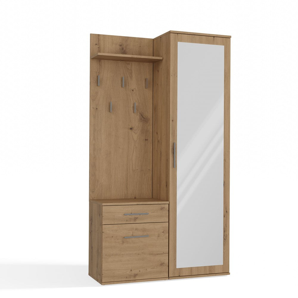 Garderobenset DUO mit Spiegel – Kleiderschrank, Schuhschrank & Garderobe