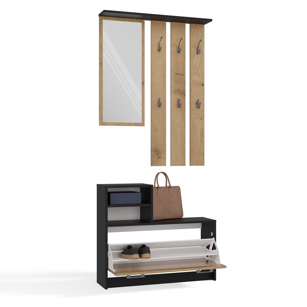 Garderobenset mit Spiegel – Wandgarderobe & Schuhschrank