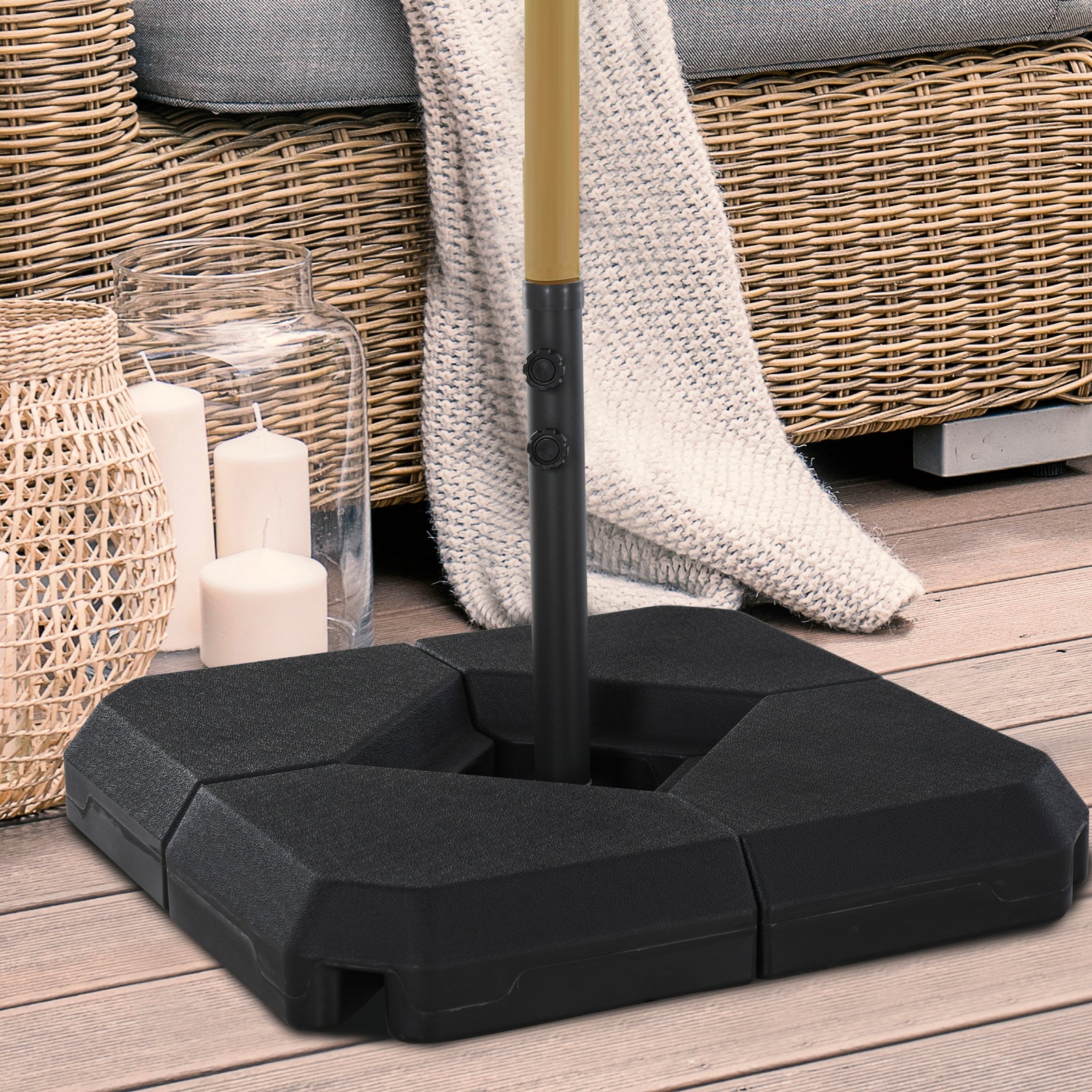 Sonnenschirmständer mit Wasser oder Sand befüllbar bis 60 kg, 4-tlg. Schirmgewicht