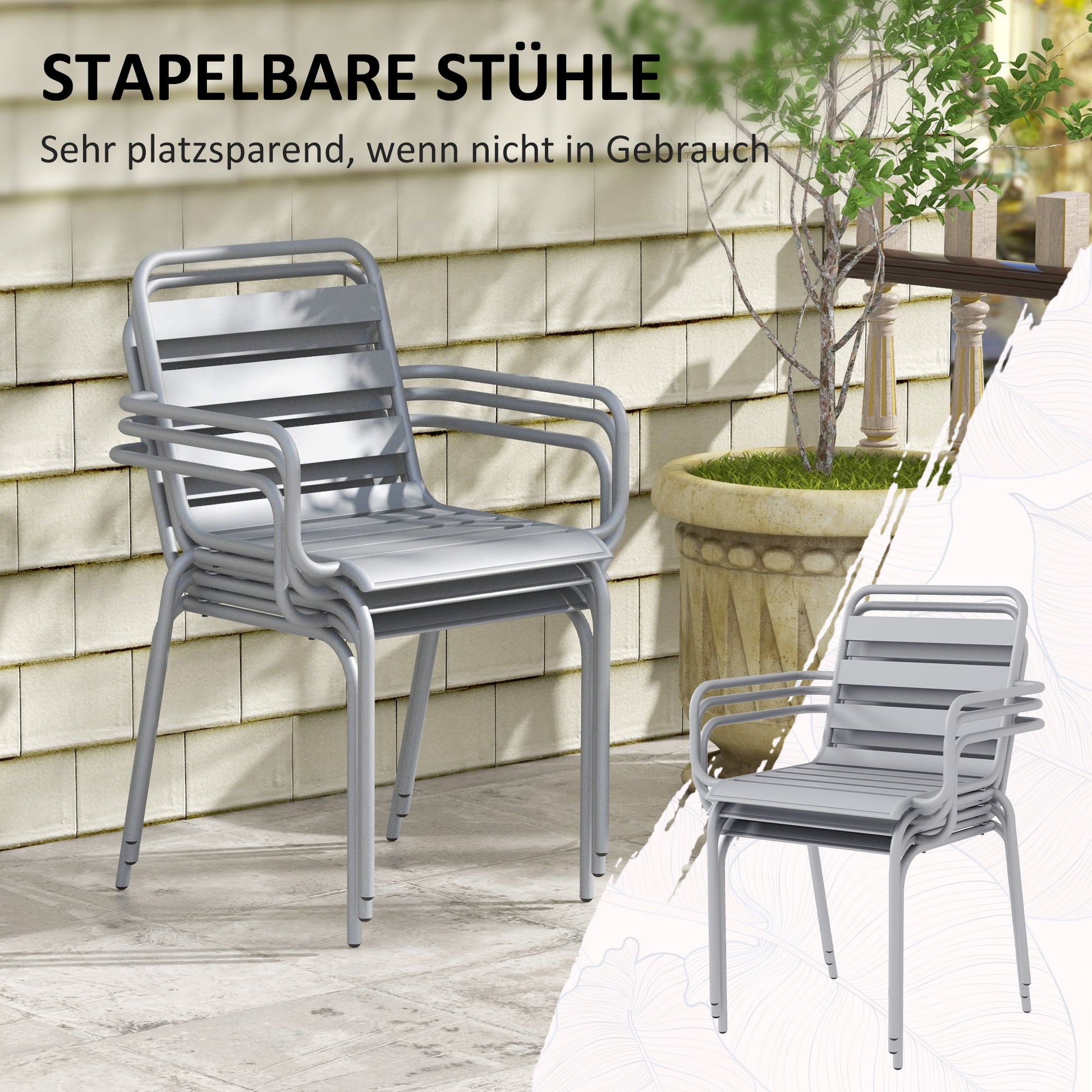 5-teilige Gartensitzgruppe Outdoor Sitzgruppe, wetterbeständig, modernes Design, Grau