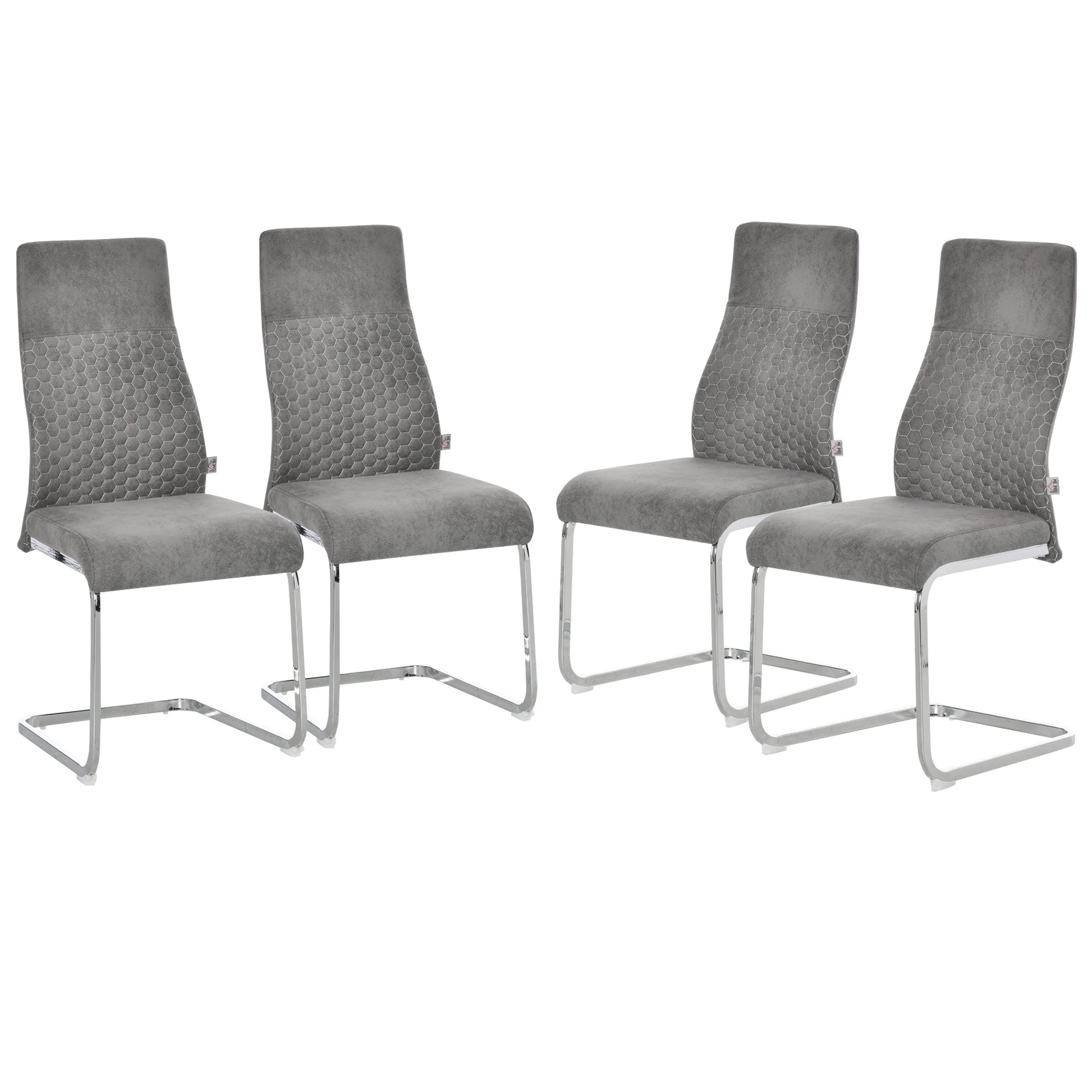 4er-Set Freischwinger Esszimmerstühle 4-teilig Küchenstühle, Mikrofaser, Grau