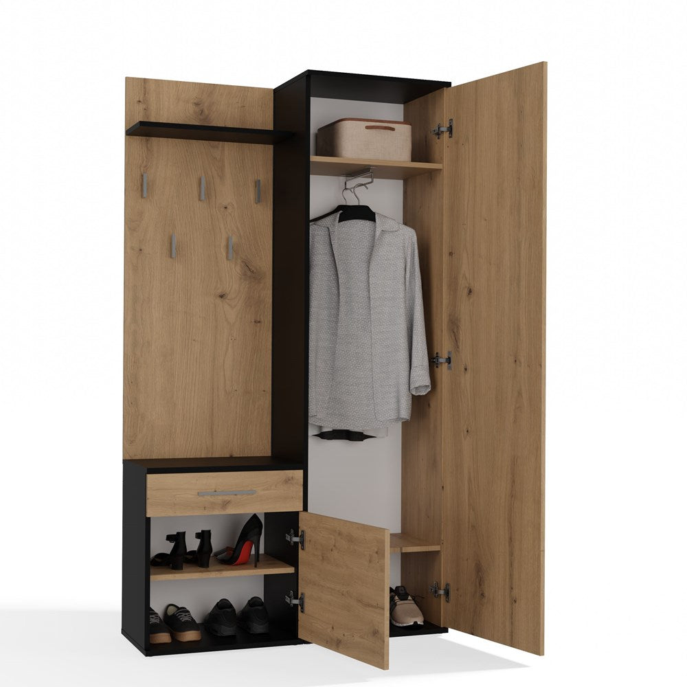 Garderobenset DUO mit Spiegel – Kleiderschrank, Schuhschrank & Garderobe