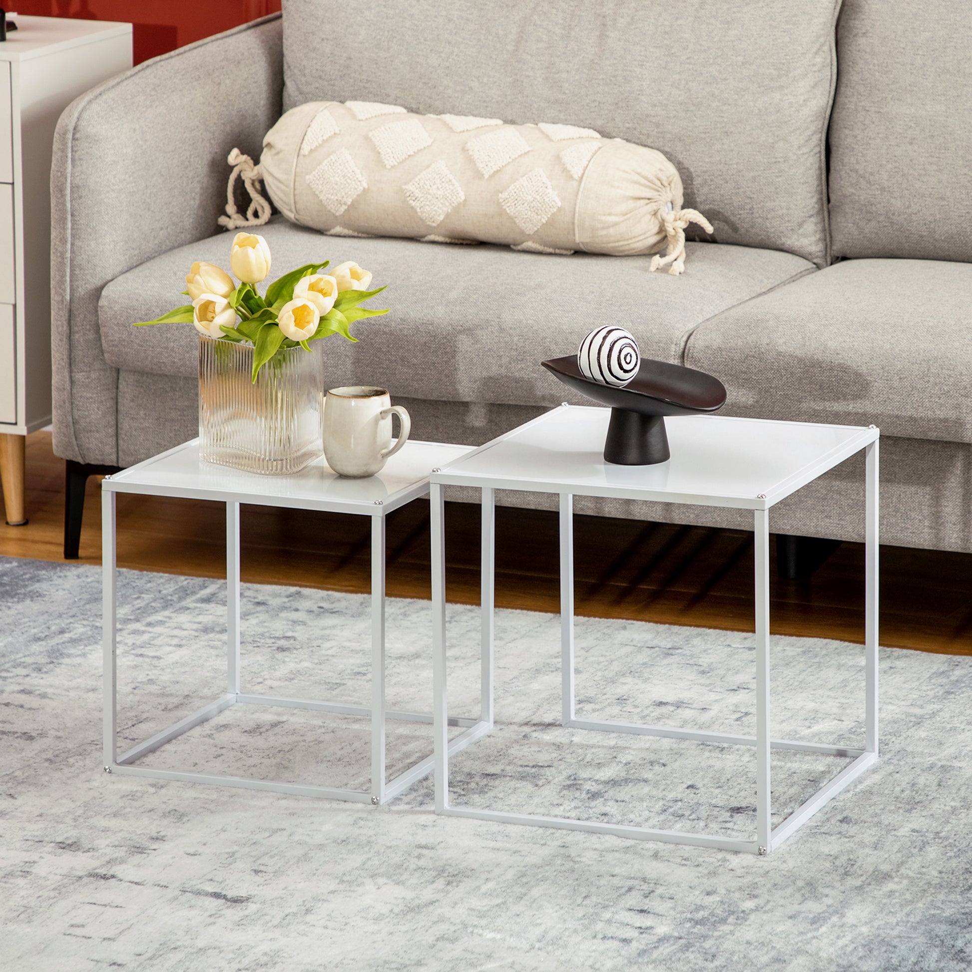 Beistelltisch-Set, moderne Satztische, platzsparend, stabiler Stahlrahmen