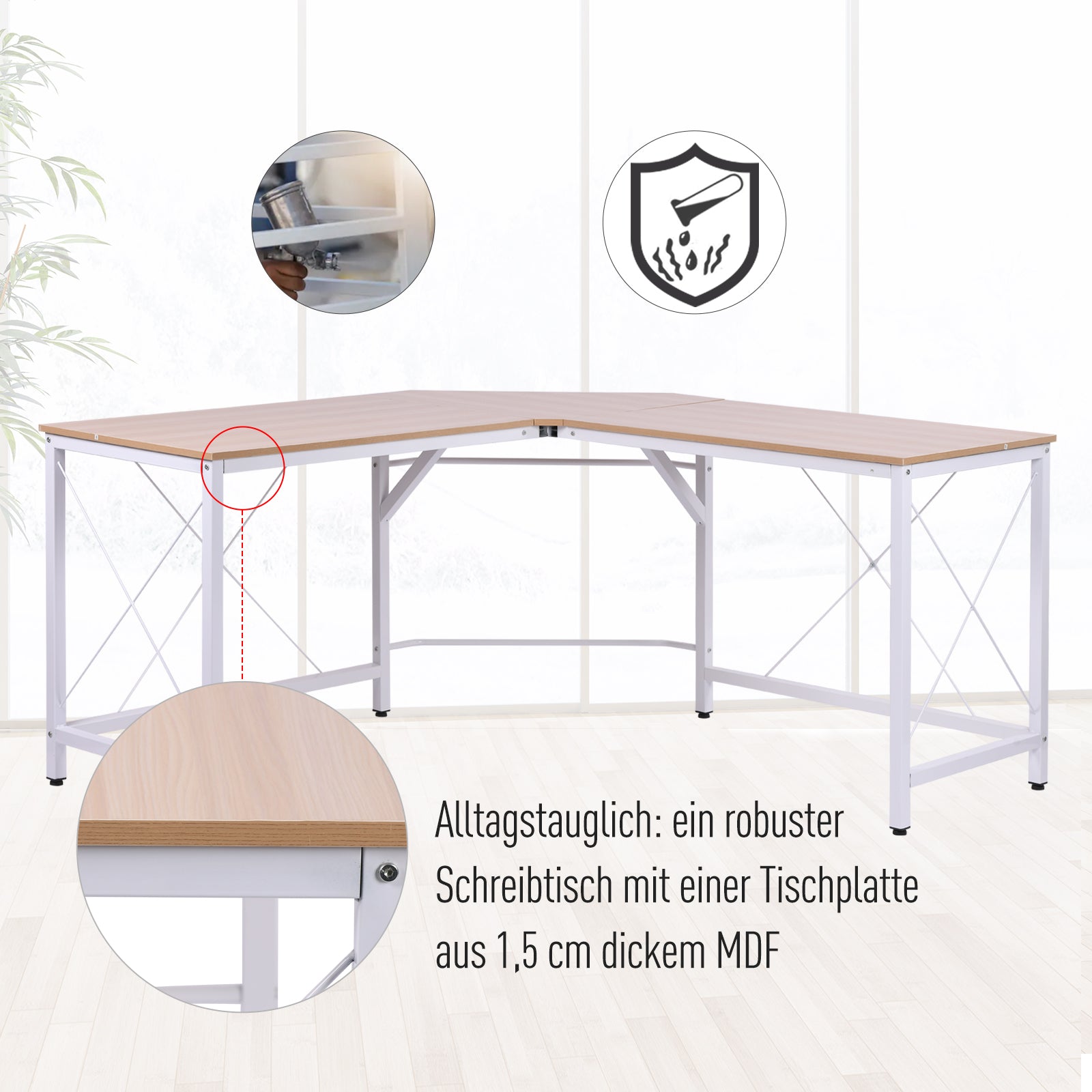 Schreibtisch L-Form Arbeitstisch Bürotisch Eckschreibtisch MDF 150 x 150 x 76 cm