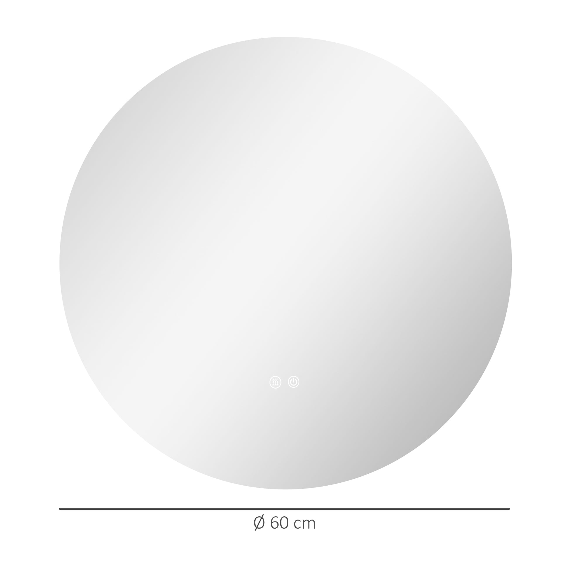 Badezimmerspiegel, LED, Farbwechsel, Antibeschlag, Touch-Schalter, IP44, Ø 60 cm, Weiß