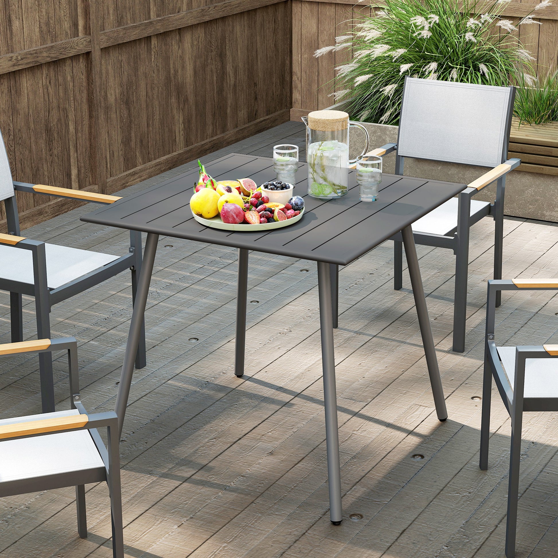 Gartentisch, Outdoor-Esstisch für 4 Personen, Stahlrahmen, leicht zu reinigen, rostbeständig!