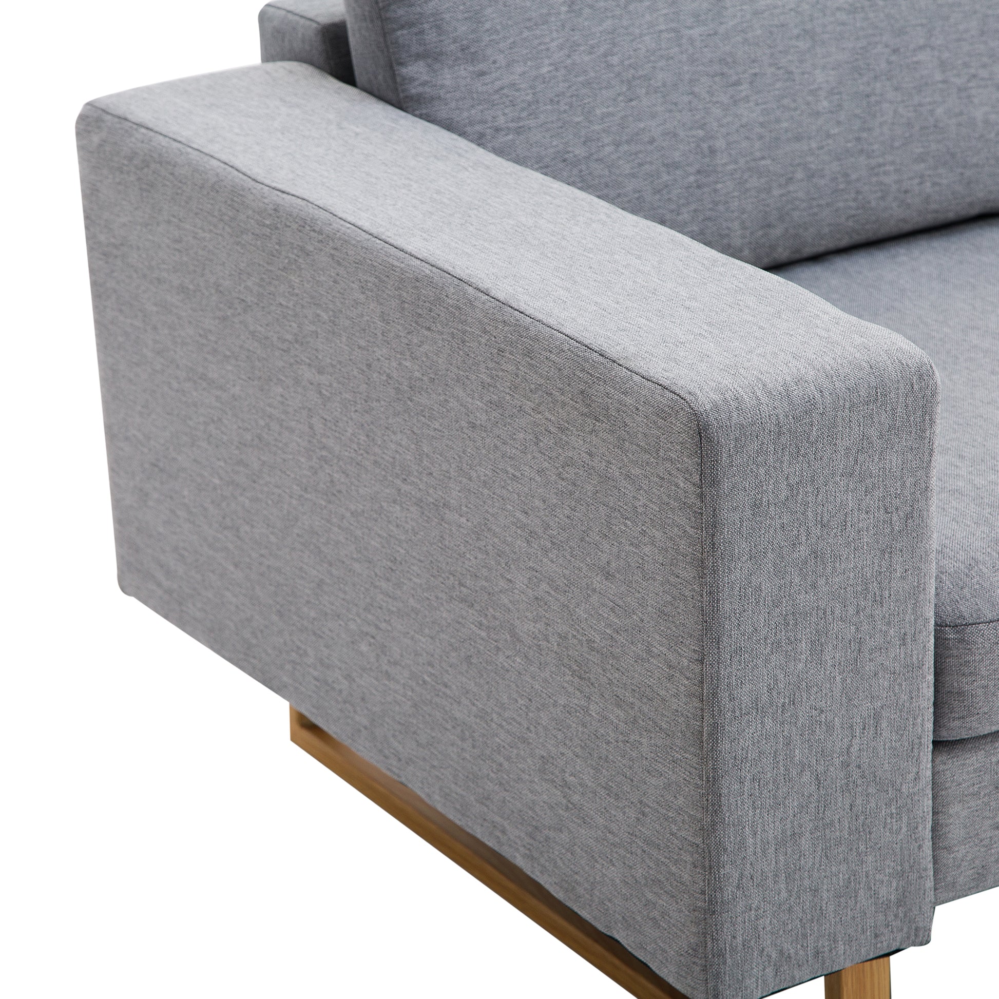 2-Sitzer Sofa  Ecksofa Polstersofa, Stoffsofa, Holz, Dunkelgrau/Hellgrau