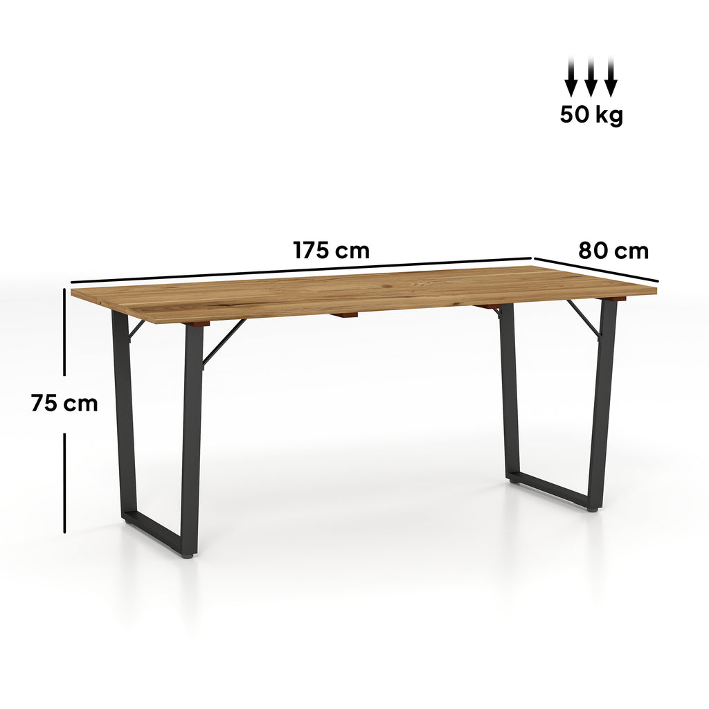 Gartentisch Holz 175x80 cm Wetterfest mit Schirmloch, Balkontisch für 6 Personen, Braun