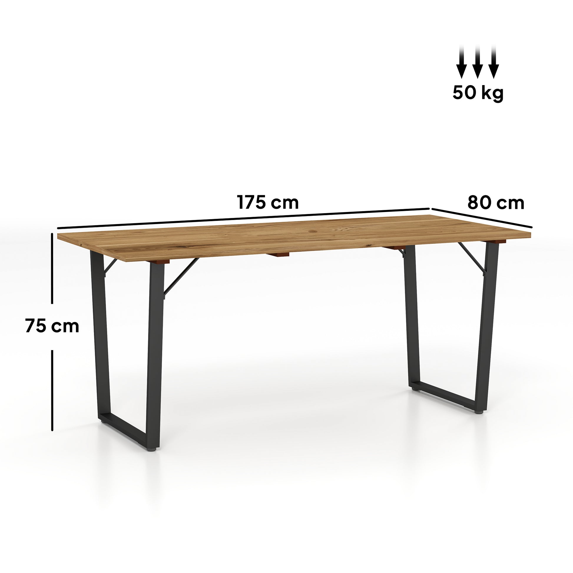Gartentisch Holz 175x80 cm Wetterfest mit Schirmloch, Balkontisch für 6 Personen, Braun