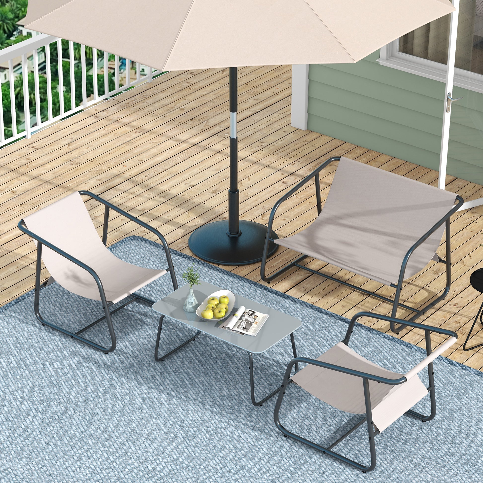 5-teilige Gartensitzgruppe Outdoor Sitzgruppe, wetterbeständig, modernes Design, Grau