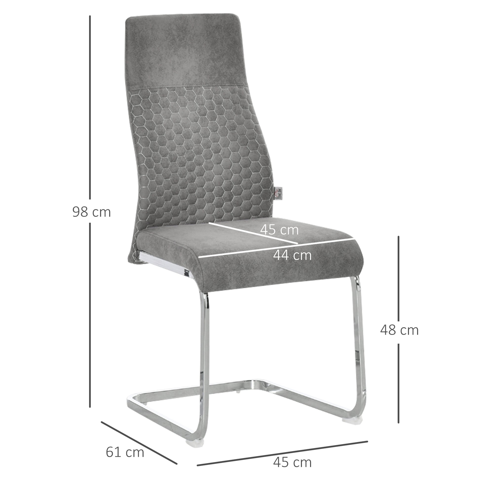 4er-Set Freischwinger Esszimmerstühle 4-teilig Küchenstühle, Mikrofaser, Grau