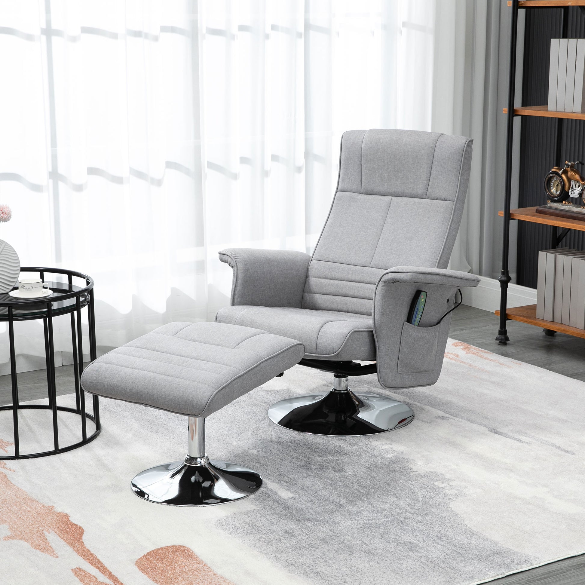 Massagesessel mit Hocker, neigbare Lehne, 78 x 95 x 88 cm