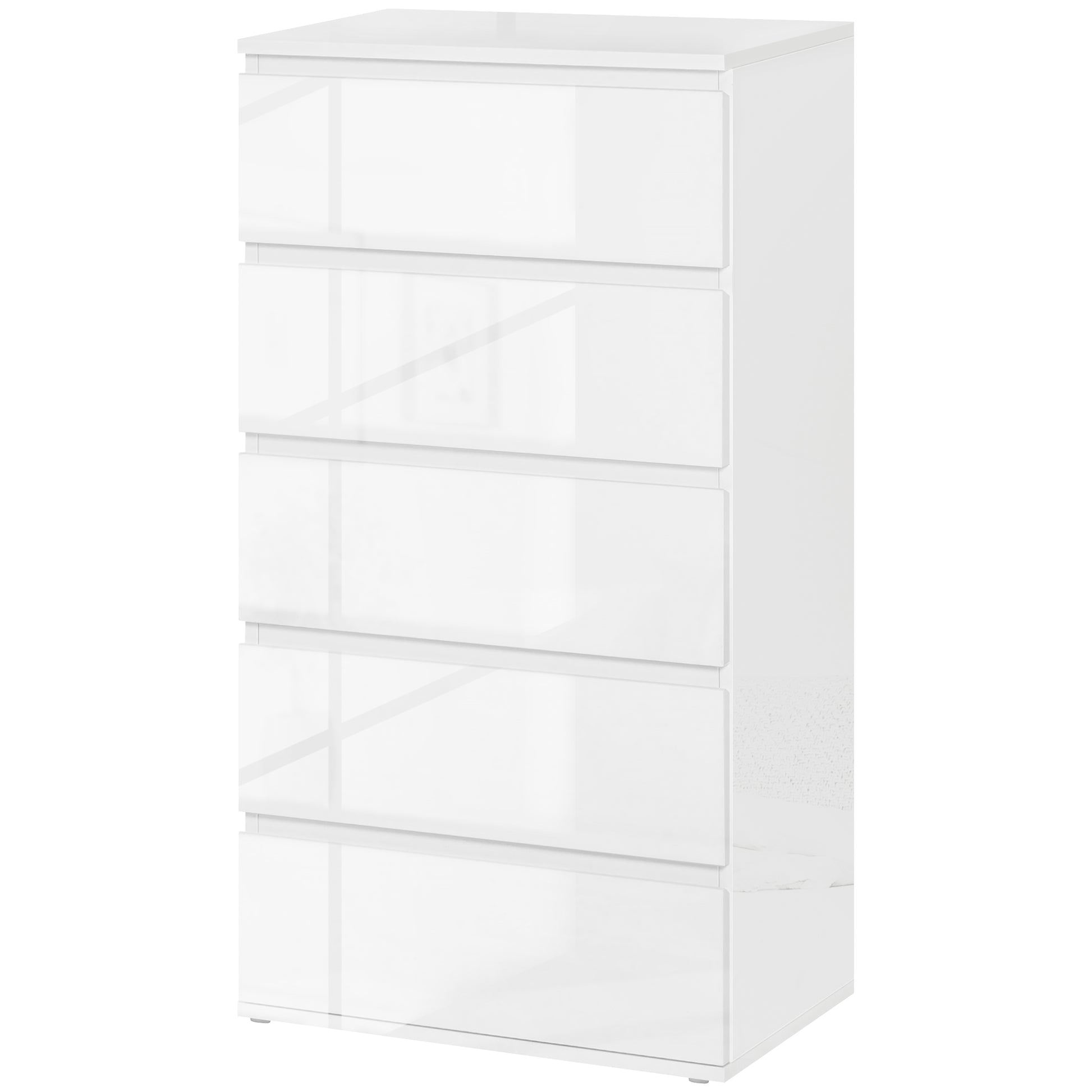 Kommode Sideboard Schubladenkommode, 5 Schubladen, 55 cm x 34 cm x 100 cm, Weiß
