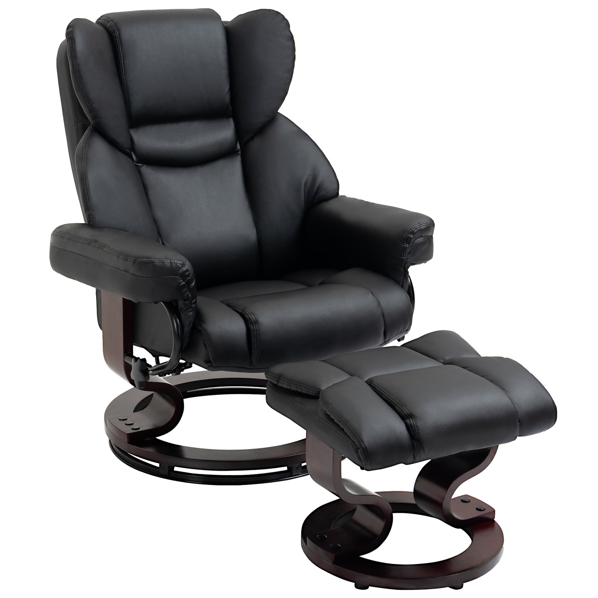 Relaxsessel mit Hocker, Liegefunktion, drehbar, bis 160 kg, Kunstleder, Metallrahmen