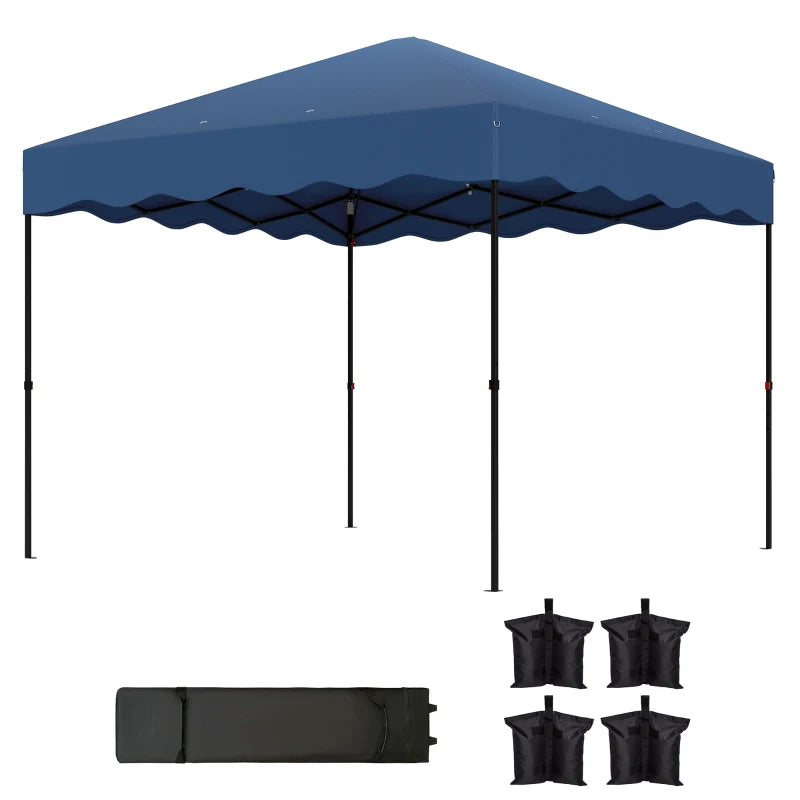 Pop-up-Pavillon 3 x 3m, Höhenverstellbares Gartenzelt, mit Rolltasche, Terrasse, Metall, Stoff