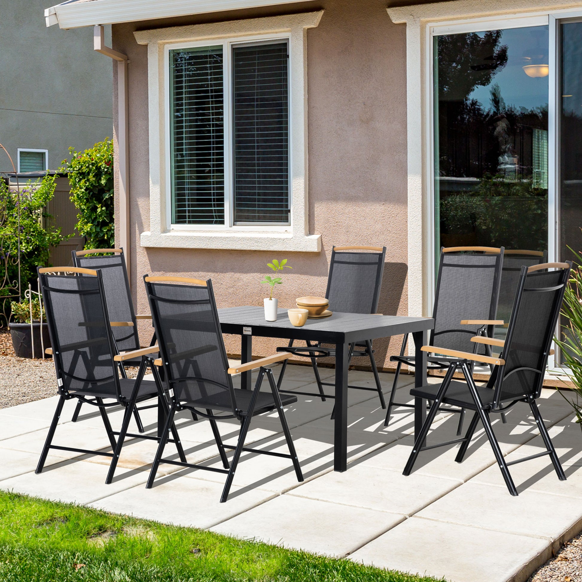 Sitzgruppe klappbar für 6 Personen 1 Tisch+6 Stühle Gartenmöbel Set Sitzgarnitur Aluminium